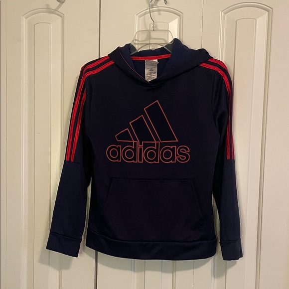 Adidas Kids Hoodie in Navy and Red - Picture 1 of 5